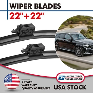 For 2016 - 2021 Mercedes-Benz GLC300 Front L & R Windshield Wiper Blades 22"+22" - Picture 1 of 10