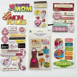 MOM 💖 STICKER & EMBELLISHMENT LOT mothers love day birthday GLITTER GEM EPOXY💖 - Picture 1 of 4