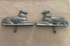 Set of 2 Vintage Collie Metal Hurricane Fence Mailbox Garden Ornament GateTopper - Picture 1 of 12
