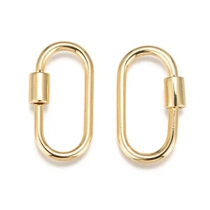 10x Brass Oval Screw Carabiner Lock Charms Clasps 25.5x14x2mm Quick Link - Picture 1 of 10