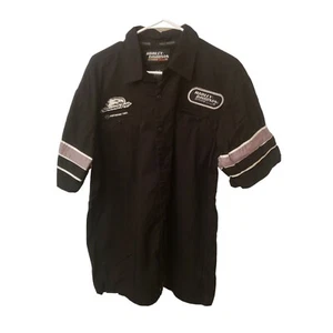 Vintage Harley Davidson Mechanic Work Button Up Shirt Mens Lar Embroidered Biker - Picture 1 of 4
