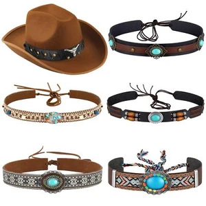 6 Pcs Cowboy Hat Band Replacement Ethnic Western Hat Belts for Men Women - Picture 1 of 7