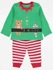 Baby Christmas Nightwear Elf Long Sleeve Pyjamas Pjs George Xmas Eve Gift Cute