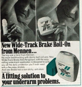 1977 Vintage Print Ad New Wide-Track Brake Roll-On From Mennen Anti-Perspirant - Picture 1 of 2