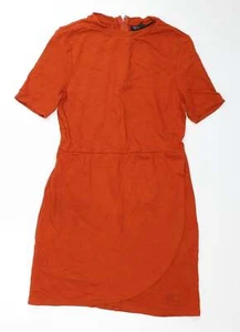 Topshop Womens Orange Viscose Blend A-Line Size 10 - Picture 1 of 12