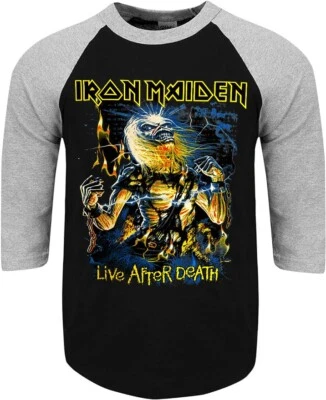 IRON MAIDEN LIVE AFTER DEATH ROCK SHIRT RAGLAN 3/4 SLEEVE (Multiple Variations) - Image 1 of 4