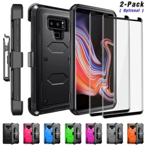 Funda híbrida resistente con clip para cinturón de vidrio templado para Samsung Galaxy Note 9 - Imagen 1 de 54