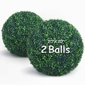 20 In. 2 Piece Artificial Boxwood Tree Ball UV Proof Faux Topiary Ball Lifelike - Picture 1 of 12