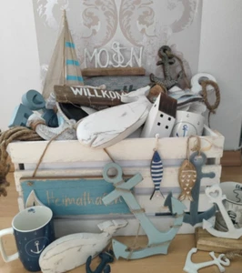 Überraschung maritim Deko Paket XXL Kiste 10 tlg Restposten maritime Dekoration - Bild 1 von 3