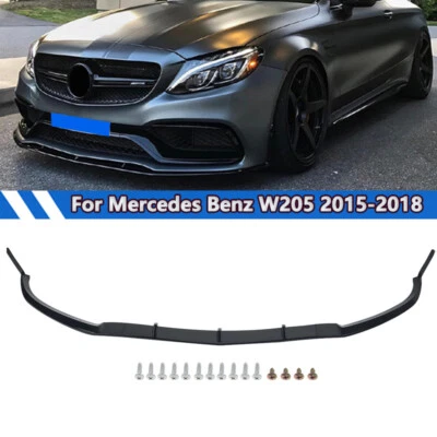 Front Splitter Lip For Mercedes Benz W205 C300 C43 Sport 2015-18 Gloss Black Foto 1 de 4