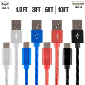 1.5 3 6 10FT USB-C 2.0 Type-C to USB-A Sync Data Fast Charge Cable Braided Cord - Picture 1 of 5