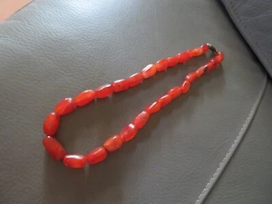 ancien collier en pierre orange Agate de Cornaline 48 cm - Picture 1 of 7