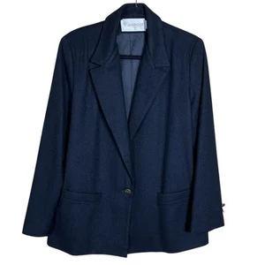 John Meyer Blazer Women’s 14 Black Wool Gold Button Classic Preppy Office - Picture 1 of 10