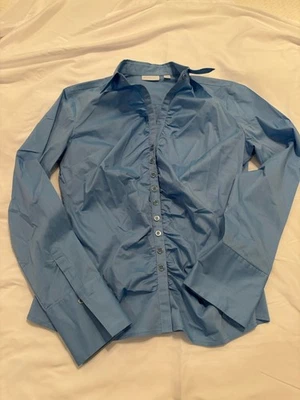 Camisa New York & Company Mujer Azul Botón Delantero Manga Larga Carrera L Excelente Foto 1 de 3