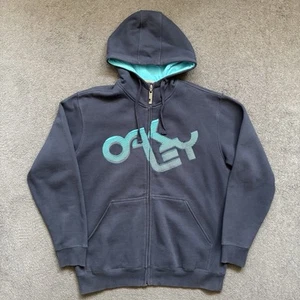 Vintage 00s Oakley Software Full Zip Hoodie Sweatshirt (M) Navy Blue - Picture 1 of 8