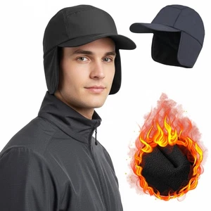 Gorra de béisbol impermeable de invierno con orejeras forrada de lana para clima frío - Imagen 1 de 12
