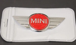 02+ NEW CHROME RED MINI COOPER HOOD TRUNK EMBLEM BADGE JCW R53 R55 R56 R57 R60 - Picture 1 of 6