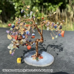 Crystal Chakra Willow Gem Tree with Agate Slice Base | Genuine Healing Crystals - Picture 1 of 1