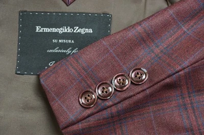 Ermenegildo Zegna Milano CURRENT  Red Blue Plaid Wool Sport Coat Jacket Sz 40L  - Image 1 of 4