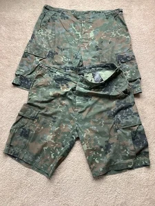2 pairs x Brandit BDU Shorts Urban Trekking Military Outdoor Mens Flecktarn Camo - Picture 1 of 4
