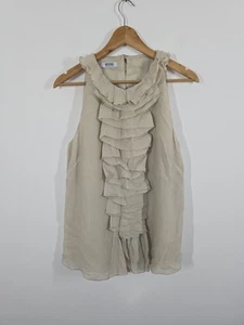 Top Moschino economico e chic 100% seta con volant taglia UK 12 - Foto 1 di 13