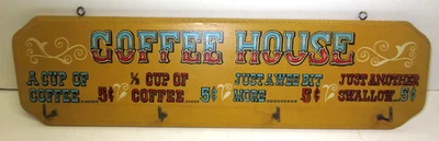 Деревянная вывеска для столовой/кухни с ценами и крючками для чашек или ключей - Изображение 1 из 3