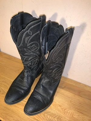 Ariat Heritage Boots Women Sz 9B Black ATS Heritage #15770 Embroidered Mid-Calf - Image 1 of 4