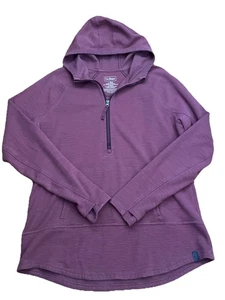 LL Bean Womens Pullover 1/2 Zip Hoodie Tunic Stretch Mauve size Large - Picture 1 of 5