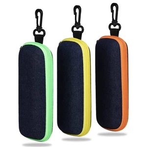 3 Pezzi Custodia per Occhiali Denim Portatile,Custodia per Occhiali con Cerniera da Viaggio con Gancio... - Foto 1 di 6