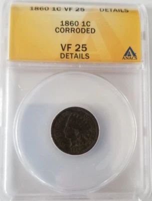 1860 Indian Head Cent - Philadelphia Mint - ANACS VF 25 - Image 1 of 4