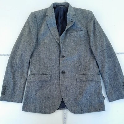 DEBENHAMS Chaqueta 38 R Gris Hombres Mezcla de Lana Traje Chaqueta - Imagen 1 de 4