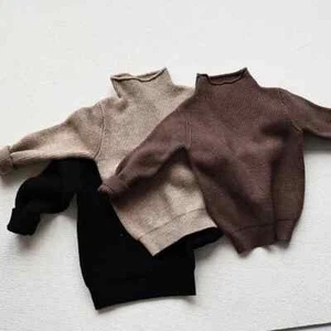Autumn Kids Sweaters Turtleneck Boys Pullover Boys Knitwear Girls Base Sweater - Picture 1 of 27