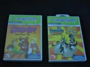 (2) LEAPSTER Leap Frog : SCOOBY DOO Math Times 2 & The PENGUINS Race 1st Place - Picture 1 of 3