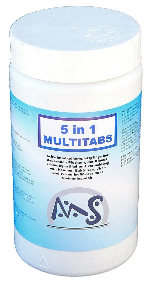5 in 1 Multifunktion Chlor Pool Chlortabletten Chlortabs Multitabs 1 kg Tab - Bild 1 von 1