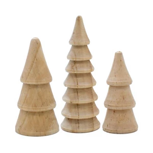 Holz Tannen Baum Figur 3er Set 12 / 10 / 8cm - Weihnachten Tisch Deko Aufsteller - Bild 1 von 4