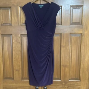 Vintage Lauren Ralph Lauren Maroon V-neck Faux Wrap Dress Women’s Size 6 - Picture 1 of 5