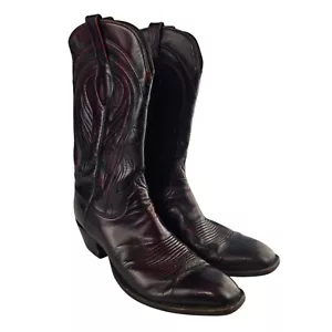 Botas vaqueras occidentales vintage Lucchese Classics L6608 para hombre 13,5 A negras cereza - Imagen 1 de 11