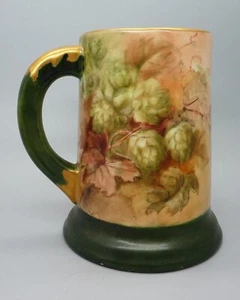 T & V Limoges France Hand Painted Hops Growing on Vines Porcelain Stein Mug - Picture 1 of 8