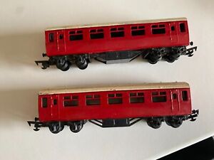 2X TRIANG COACHES - REPAINTED IN RED & CREAM ROOF - FOR SPARES / REPAIR