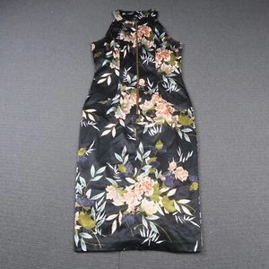 Cue Womens Pencil Dress 12(AU) Medium Black Floral Halter Sleeveless Cocktail - Picture 1 of 9