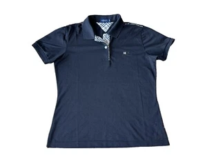 Burberry London Womens Short Sleeve Black Polo Shirt Size XXL Beige Check - Picture 1 of 17
