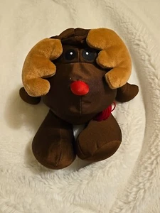Moshi Reindeer Deer Moose Brown Red Nose Scarf Squishy Moose Stretchy 15” Lovie - Picture 1 of 6