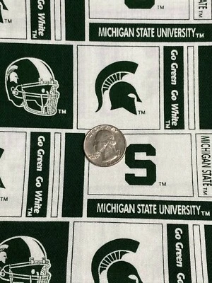 Michigan State Spartan College Cotton Fabric FQ, HALF YARD, or YARD - Image 1 of 3