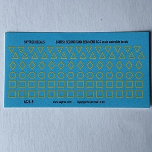 WWII British Senior Tank Regiment Decals (GELB) 1/76 - 1/72 - 20mm Scale AD26B - Bild 1 von 2
