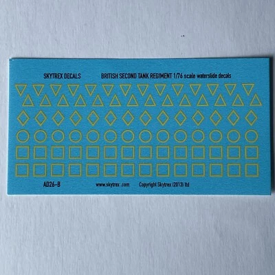 SKYTREX WWII British Senior Tank Regiment Decals (GELB) 1/76 - 1/72 - 20mm Scale AD26B