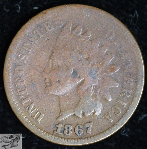 1867 Indian Head Cent, Good+ Condition, Early Date Penny, Free Shipping, C6253 Cover