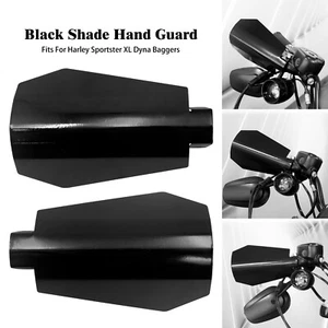 Black Handle Bar Hand Guards Protector Wind Deflector Fit For Harley Dyna Honda - Foto 1 di 13
