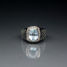 GLC CERTIFIED 5.81G Natural Oval Aqumarine Beryl 925 Silver Ring 10US