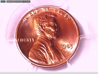 1985 D Lincoln Memorial Cent PCGS MS 67 RD 37221476 Video - Image 1 of 3