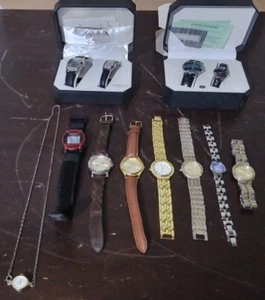 Watch Lot 12 Total 1 Necklace Watch 11 Wristwatches 2 His/Her Sets FREE SHIPPING - Picture 1 of 21